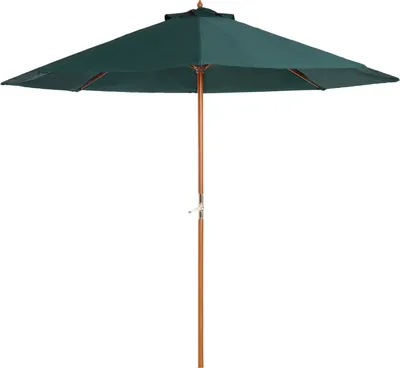 Produktbild von Outsunny Holz Sonnenschirm Holzschirm Gartenschirm Balkonschirm 2,5m Grün Neu