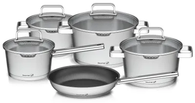 Zdjęcie produktu dla Zestaw garnków G21 Gourmet Magic z durszlakiem, 9 części, stal nierdzewna