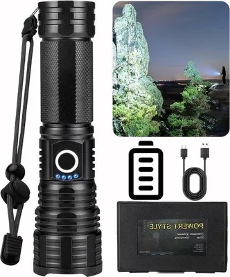 Productafbeelding van Extreem Heldere 20.000 Lumen USB-Oplaadbare Tactische Zaklamp - Waterdicht - 5 Lichtmodi - Zoombaar - Kamperen Wandelen