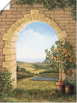 Produktbild von ARTland Poster Orangenbaum vor dem Torbogen Größe: 90x120 cm
