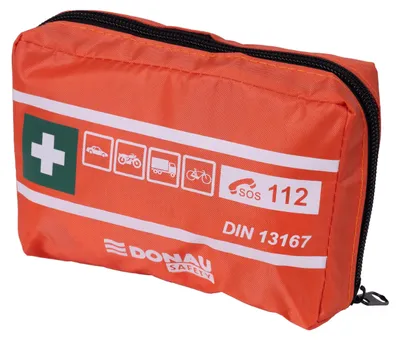 Produktbild von DONAU SAFETY Motorrad Verbandskasten nach aktueller Norm 2025 DIN 13167 / Erste-Hilfe-Verbandtasche Mini Klein