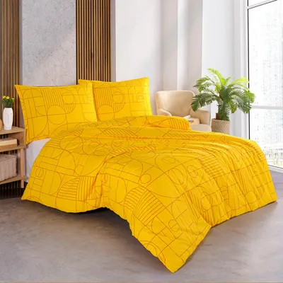 Imagen del producto de Juego de sábanas de algodón "Geo Ray Flower". Tamaño: 220x200 + 2 fundas de almohada de 70x90 cm
