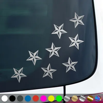 Produktbild von PantherPixel Nautischer Stern Aufkleber Seefahrt Kompass Set Sticker Auto Geschenkidee Farbe Silber