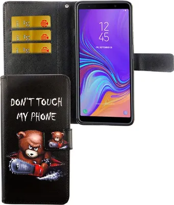 Produktbild von Samsung Galaxy A9 2018 Tasche Handy Hülle Schutz-Cover Flip-Case mit Kartenfach  Don't touch my phone