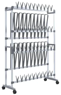 Zdjęcie produktu dla vidaXL Stojak na buty na kółkach srebrny 89x27x120 cm