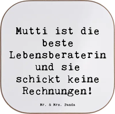 Produktbild von Mr. & Mrs. Panda Becheruntersetzer Spruch Mama Ratschläge - Weiß - Geschenk, Familie, Untersetzer für Gläser, Familienmitglieder, Liebe, Mutter, Dankeschön, Unterstützung