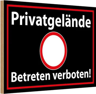 Produktbild von vianmo Holzschild 20x30 cm Privatgelände schwarzes Warnschild Hinweisschild