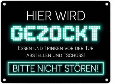 Produktbild von Hier wird gezockt Metallschild in 15x20 cm für Gamer in türkis