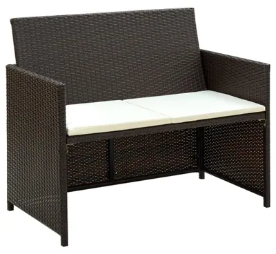 Produktbild von vidaXL 4-tlg. Garten-Lounge-Set mit Auflagen Poly Rattan Braun