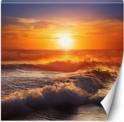 Produktbild von Vlies fototapete Meereswelle Sonnenuntergang 300x300 cm Feeby Orange inkl. Kleber einfache Montage