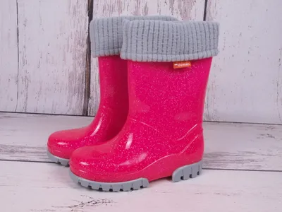 Obrázek produktu pro Holínky gumáky Demar Twister Lux G růžové neon s flitříky s vyjímatelnou teplou vložkou 26/27