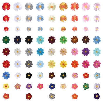 77 aufbügelbare Blumen-Patches, Gänseblümchen, bestickt, für Kleidung