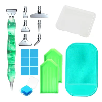 Produktbild von Diamond Painting Zubehör Stifte Diy 5D Diamant Malerei Stift Kits Mit 6 Stücke Ersatz Stiftköpfe für Diamantmalerei,(Grün)