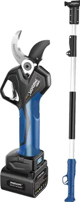 Obrázek produktu pro Elektrické nůžky na stromy, výkonný motor 1050 W, nastavitelná šířka, modré, dvě baterie