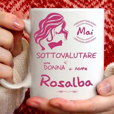 Kaffeetasse mit Namen Rosalba – Keramik, 350 ml, personalisiertes Geschenk