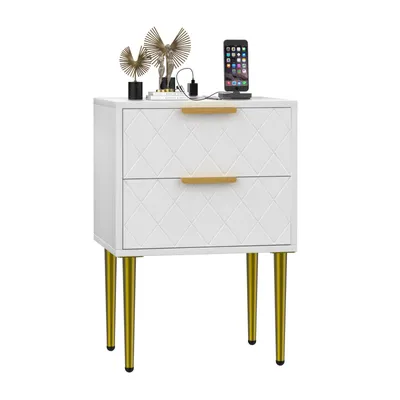 Produktbild von Nachttisch mit 2 Schubladen & Steckdose – 40x30x56 cm