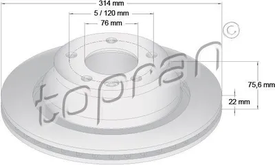 Produktbild von 2x TOPRAN Bremsscheibe 110 430 hinten für VW Touareg (7LA 7L6 7L7) 75 6mm