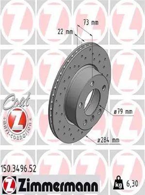 Immagine prodotto di 2x ZIMMERMANN 150.3496.52 Disco freno asse anteriore
