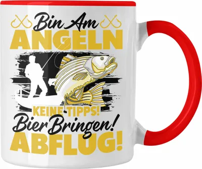Produktbild von Trendation - Angler Tasse Geschenkidee für Fischer mit Spruch Witzig Für Männer Geschenk Becher (Rot)