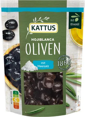 Produktbild von Schwarze Hojiblanca Oliven mit Meersalz