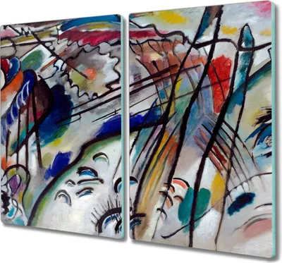 Produktbild von Coloray Hackbrett Herdabdeckplatte 2x30x52 cm Küchenbrett Kochplattenabdeckung Schneidebrett - Kandinsky Abstraktion