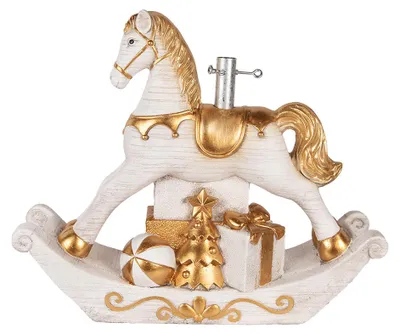 Produktbild von Clayre & Eef Weihnachtsbaumständer Schaukelpferd 73x21x61 cm Weiß Keramikmaterial