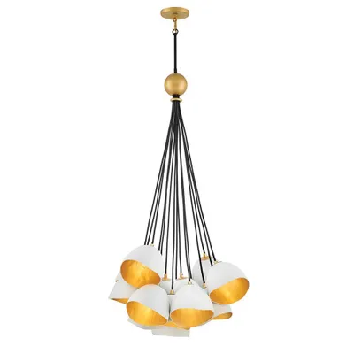 Produktbild von Elstead Nula Hängeleuchte E14 15-fach Muschelweiß und Luxe-Gold Weiß-goldfarben innen