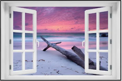Produktbild von Wallario Wandbild mit Fenster-Illusion: Abendhimmel bei Sonnenuntergang, Größe: 61 x 91,5 cm, Poster mit schwarzem Aluminiumrahmen