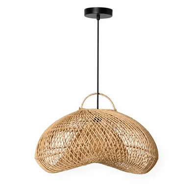 Produktbild von NÁVIA Pendelleuchte E27, handgeflochtene Bambuslampe Ø50 cm im Boho- und Naturstil