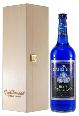 Produktbild von Cabo Bay Blue Curacao mit Geschenk-Holzkiste