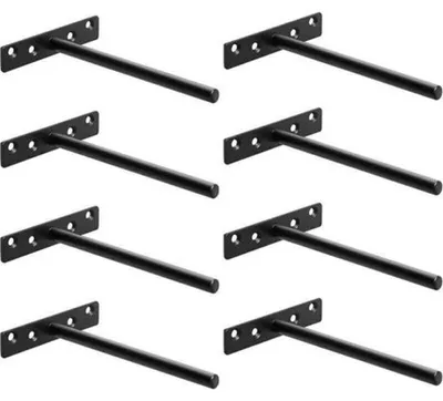 Produktbild von Unsichtbare Wandregalhalterung, Metall-Wandregalstütze, Schwerlast-Wandregal, 150 mm Länge, Schwarz, 8 Stück