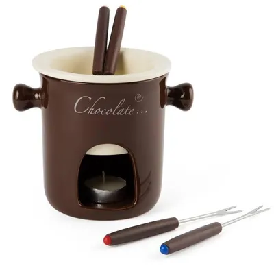 Image de Excelsa Set à Fondue Chocolat Céramique 16xH16,5x11 cm Marron