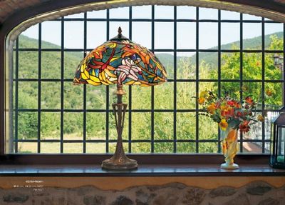 Tiffany Hockerleuchte Höhe 60 cm, Durchmesser 40 cm, Leuchte Lampe Jugendstil Barock