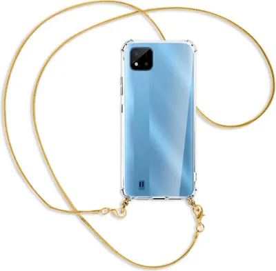 Produktbild von Handykette Backcover-Schutzhülle mit Band (Metall goldfarben) für Realme C11 2021 / C20 / C20A - goldfarbene Kette Snake