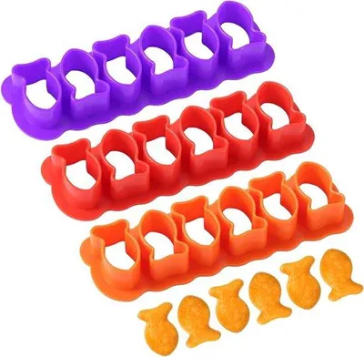 Produktbild von Mini Formen für Visko - 3 Farben - Fischformig - Goldfisch Cracker Cutter - Kunststoff Backform - Kochutensilien für Selbstgemachte Schokolade, Fondant, Ton und Eis - Set aus 3 Teilen