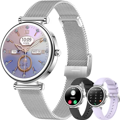 Produktbild von Smartwatch Damen mit Telefonfunktion, 1,27" AMOLED SpO2 Pulsuhr Menstruationszyklus Schlafmonitor, 110+ Sport Fitness Tracker IP67