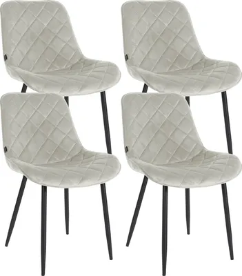 Produktbild von CLP 4er Set Stühle Springs Samt mit Metallgestell und hochwertiger Polsterung creme