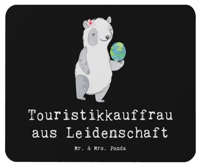Produktbild von Mr. & Mrs. Panda Mauspad Touristikkauffrau Leidenschaft - Schwarz - Geschenk, Mouse Pad, mousematte, Mousepad, mausteppich, gummi