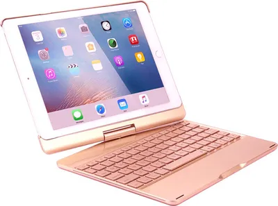 Produktbild von Kabellose Bluetooth-Tastaturhülle für iPad Air, iPad Air 2, iPad Pro 9.7, iPad 9.7 2017, 2018, QWERTY-Layout, Roségold, HOPE R