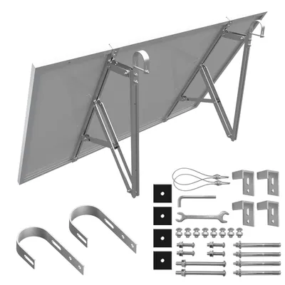Obrázek produktu pro Nosný systém pro solární panely na balkóně, konstrukce pro montáž solárního systému na balkóně, podstavec pro solární panely, zábradlí, balkon, úhel sklonu 10°-40°, s kulovým hákem