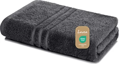 Produktbild von Lavea® Saunatuch 80x200 cm – Hochwertiges, Saugstarkes Saunatuch aus 100% Baumwolle, Frottierserie Elena – Waschbar und Strapazierfähig - Anthrazit