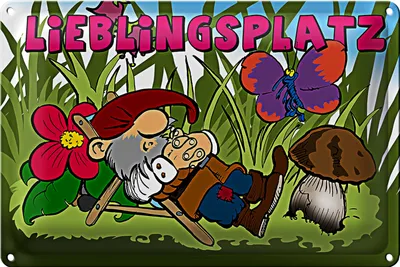 Produktbild von Blechschild Spruch 18x12cm Lieblingsplatz Zwerg im Garten