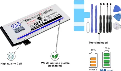 Produktbild von GLK-TECHNOLOGIES MEGA Akku Battery für Original Apple iPhone 5S 5 S Werkzeug Set PRO