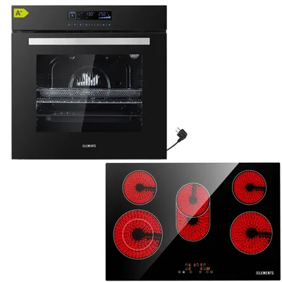Produktbild von KB ELEMENTS Sparset, Einbauherd Set, Herdset, Glaskeramikkochfeld 77 cm, Full Touch Einbaubackofen 60cm, 15 x Funktionen, Air Fry Funktion, A+