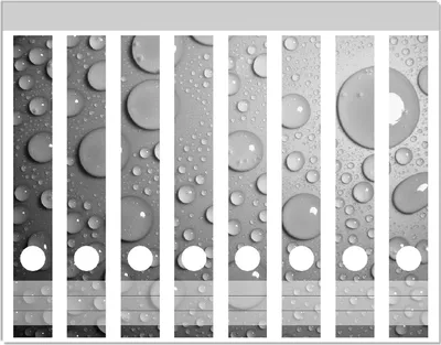 Produktbild von Wallario Ordnerrücken Sticker, selbstklebend für schmale Ordner, 8 Stück, Motiv Wassertropfen in schwarz weiß