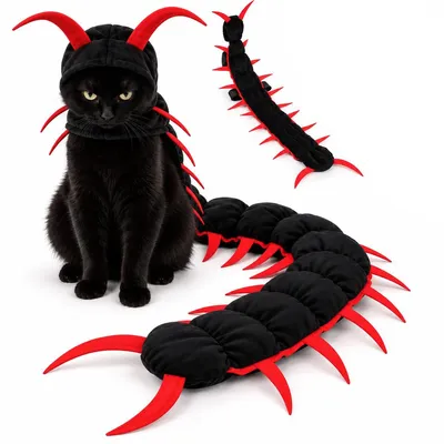Produktbild von Halloween Katzenkostüm als Tausendfüßler, lustige Tierverkleidung mit Klettverschluss, Haustier Kostüm für Katzen und kleine Hunde