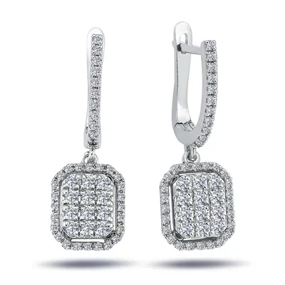 Produktbild von Diamanten (Brillant-Schliff) Ohrhänger Ohrringe Creole in 14 Karat Weißgold