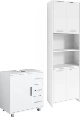 Zdjęcie produktu dla Zestaw mebli łazienkowych Vicco Maris Biały 2 sztuki, z szafką wysoką i szafką pod umywalkę, Model 41634
