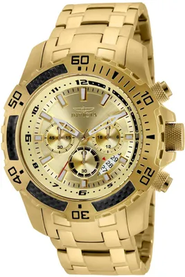 Zdjęcie produktu dla Invicta Pro Diver - SCUBA 24860 Zegarek Męski - Mechanizm Kwarcowy - Stal Nierdzewna z Złotą Tarcza - 51 mm