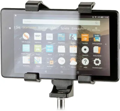 Imagen del producto de Soporte para tablet con conexión para trípode de 1/4 de pulgada, ajustable y universal, para tablets